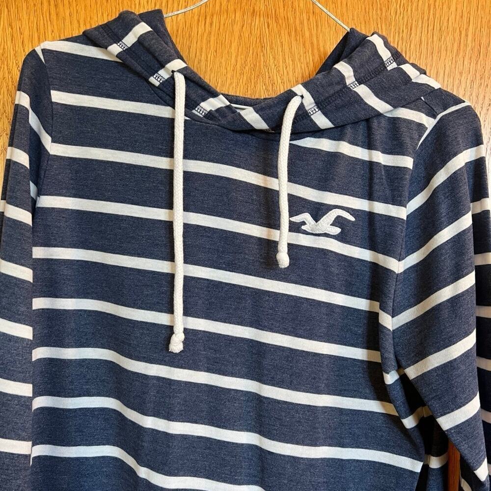 Hollister Blue White Stripe Hoodie, Women's size S